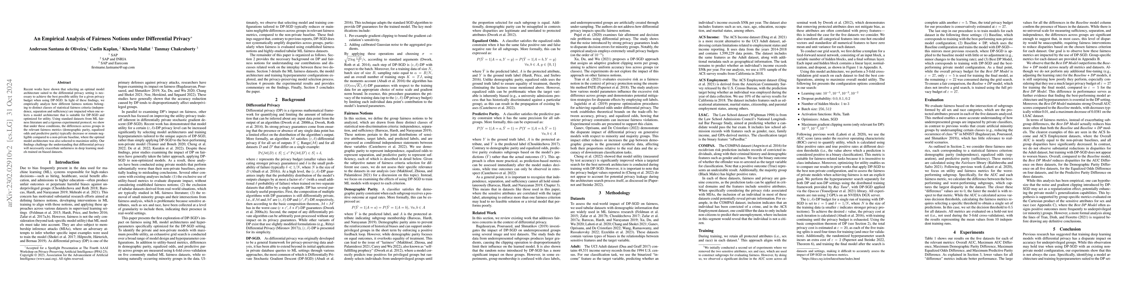 Thumbnail for An Empirical Analysis of Fairness Notions under Differential Privacy