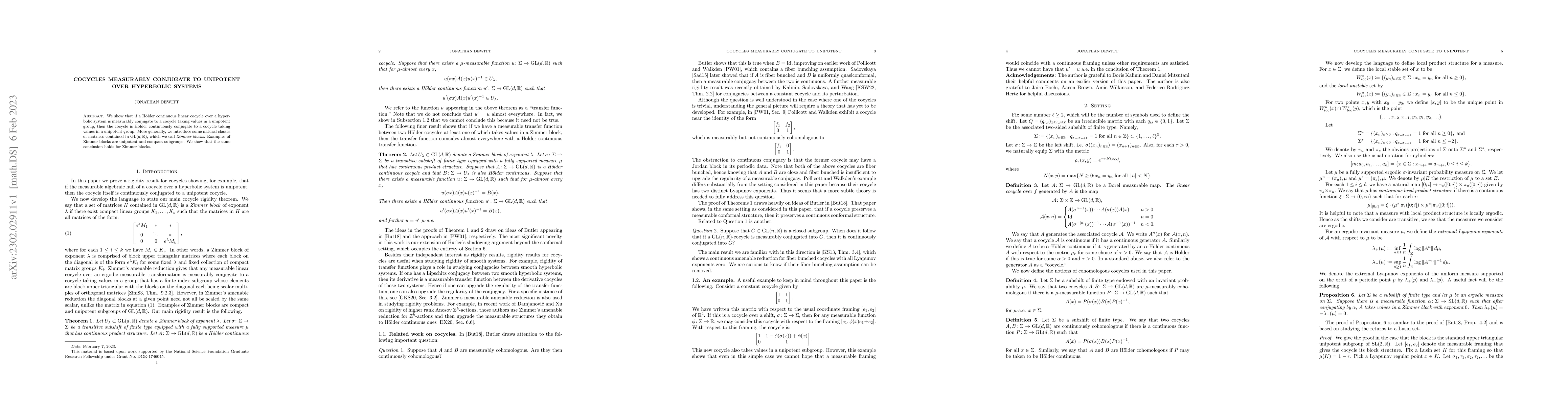 Thumbnail for Cocycles measurably conjugate to unipotent over hyperbolic systems