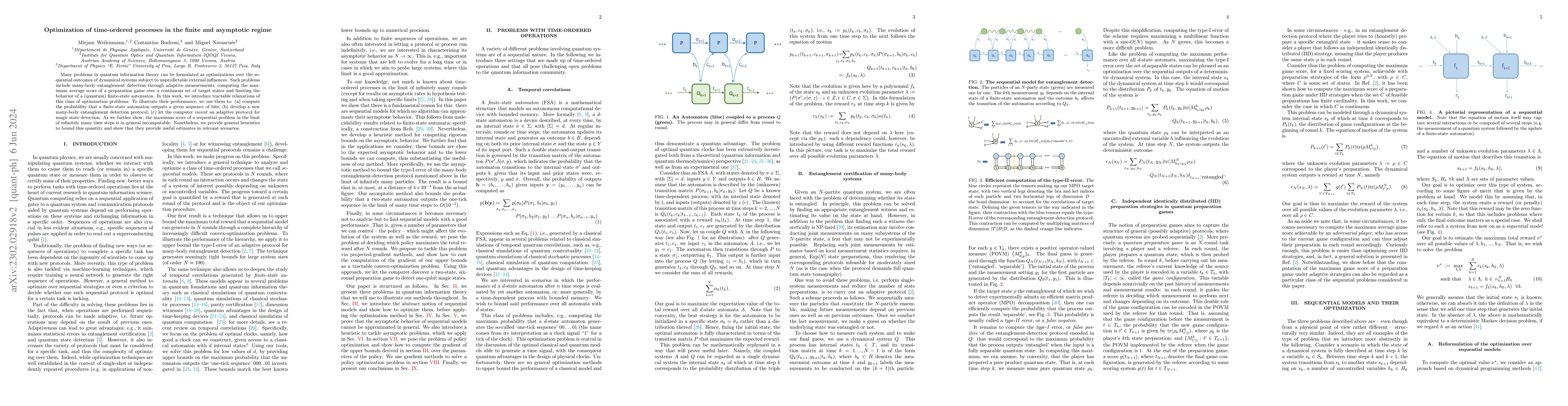 Thumbnail for Optimisation of time-ordered processes in the finite and asymptotic
  regime