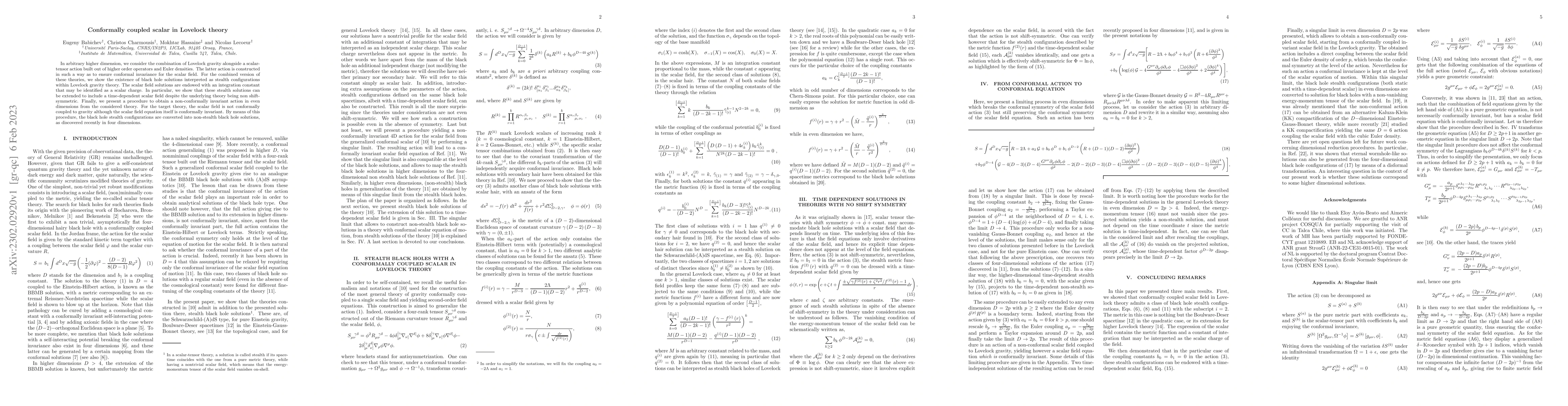 Thumbnail for Conformally coupled scalar in Lovelock theory
