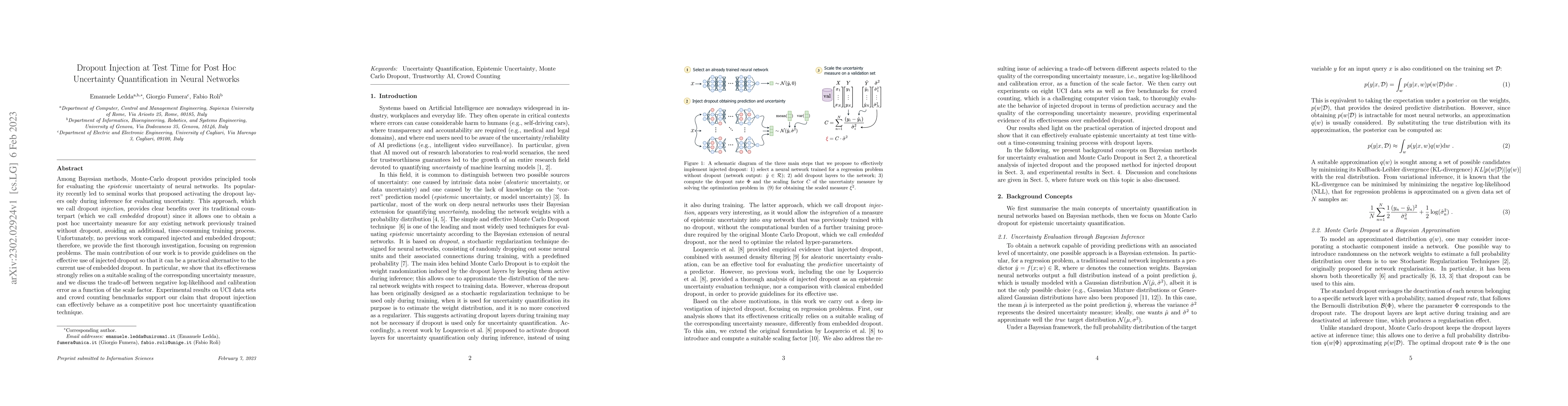 Thumbnail for Dropout Injection at Test Time for Post Hoc Uncertainty Quantification
  in Neural Networks