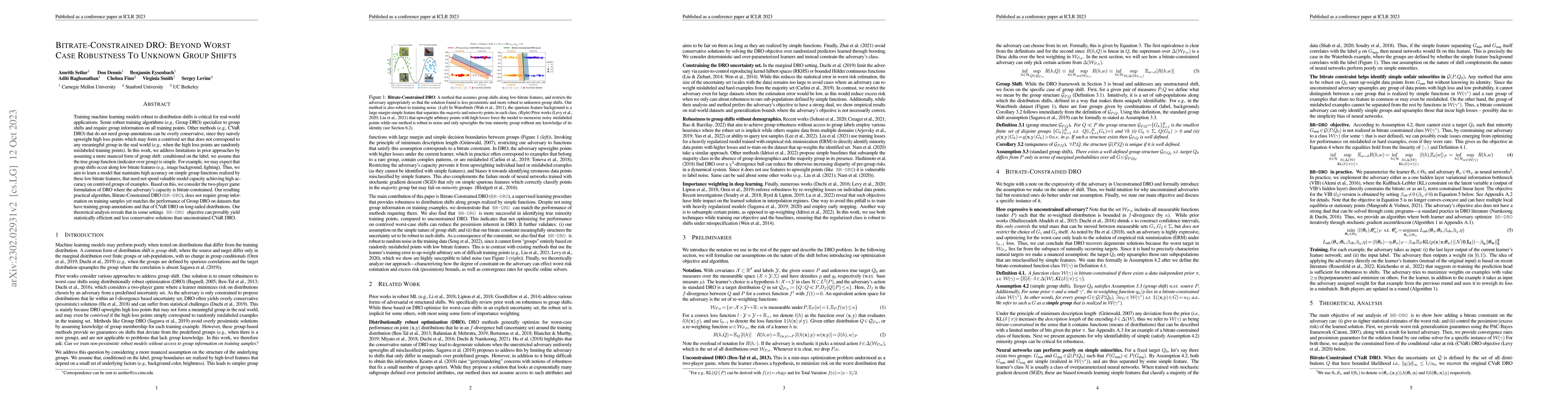 Thumbnail for Bitrate-Constrained DRO: Beyond Worst Case Robustness To Unknown Group
  Shifts