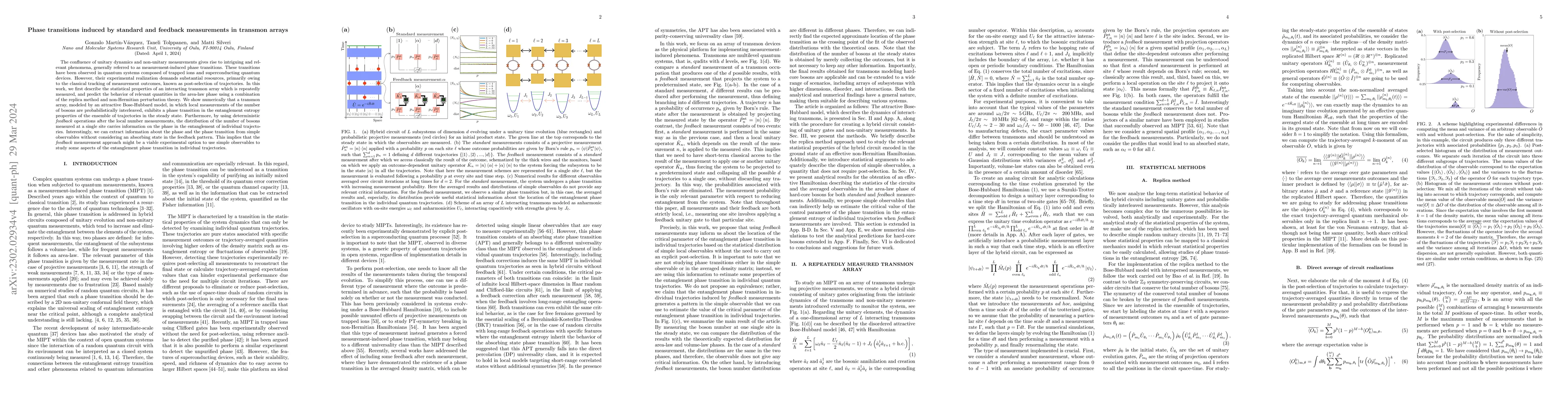 Thumbnail for Phase transitions induced by standard and predetermined measurements in
  transmon arrays
