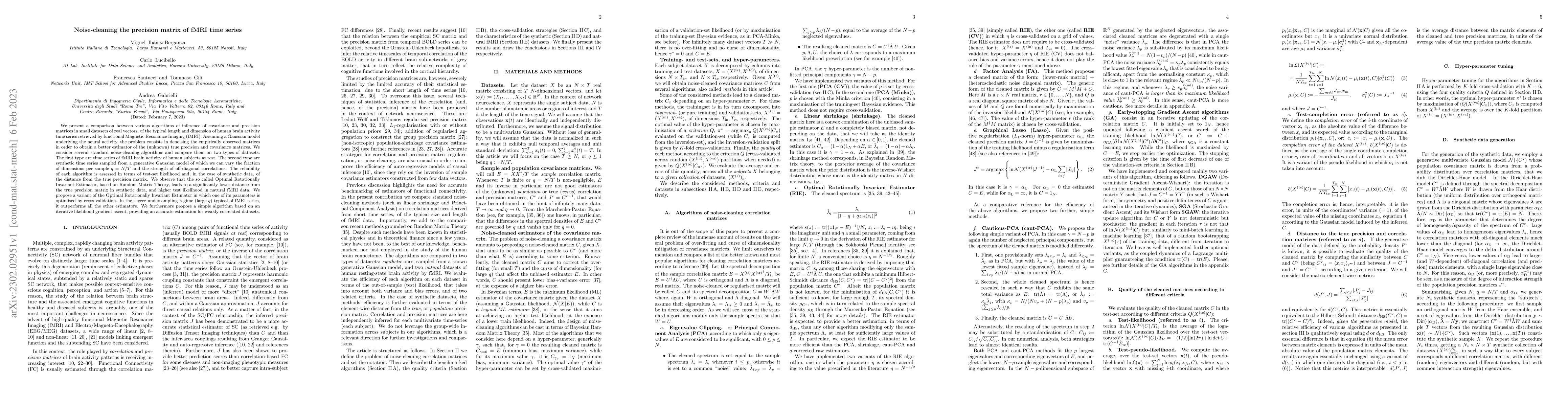 Thumbnail for Noise-cleaning the precision matrix of fMRI time series