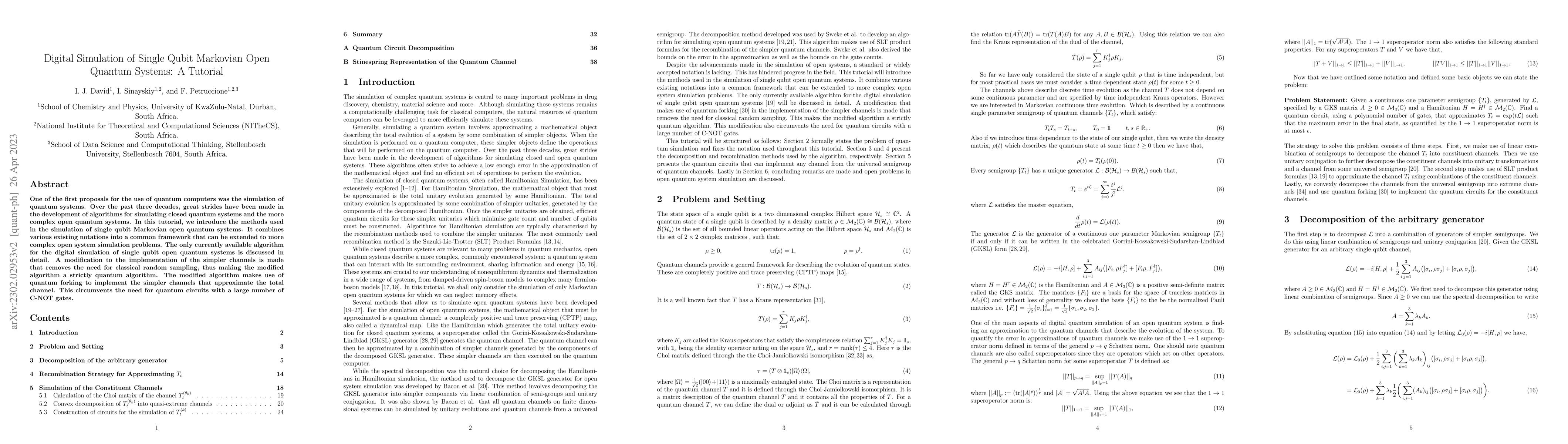 Thumbnail for Digital Simulation of Single Qubit Markovian Open Quantum Systems: A
  Tutorial