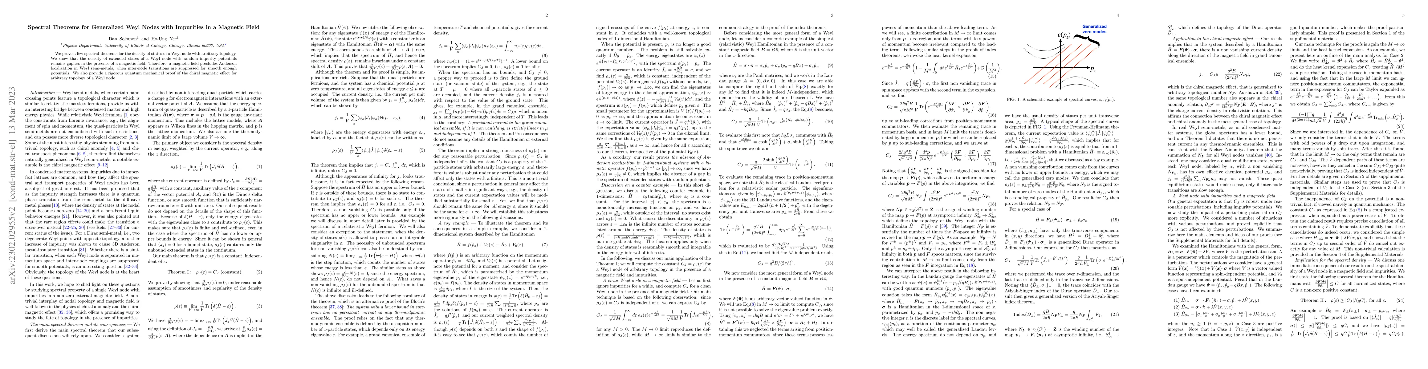 Thumbnail for Spectral Theorems for Generalized Weyl Nodes with Impurities in a
  Magnetic Field