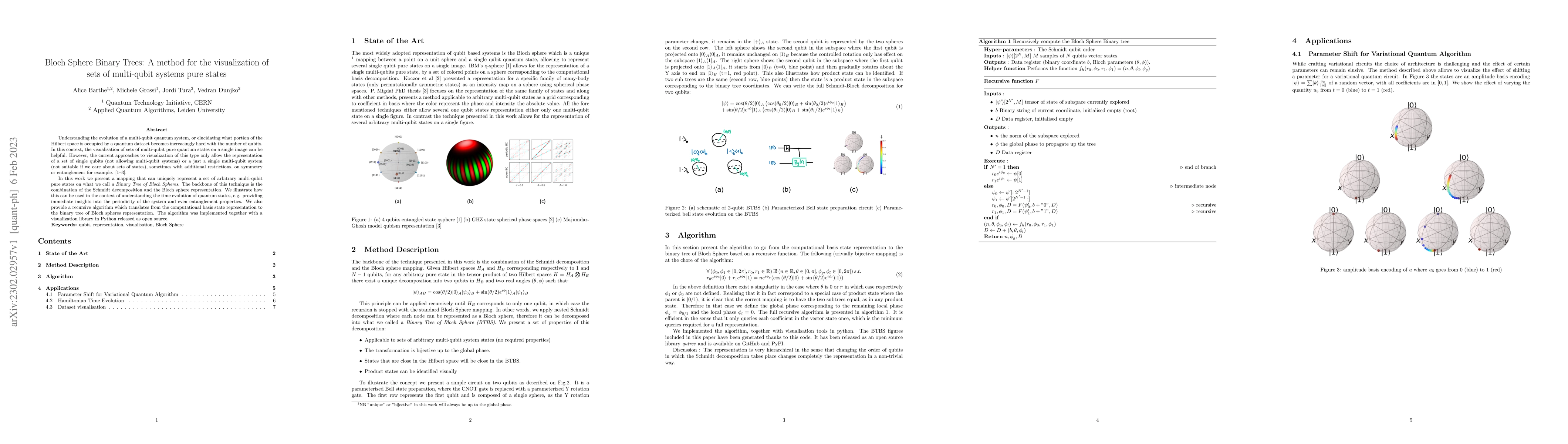 Thumbnail for Bloch Sphere Binary Trees: A method for the visualization of sets of
  multi-qubit systems pure states