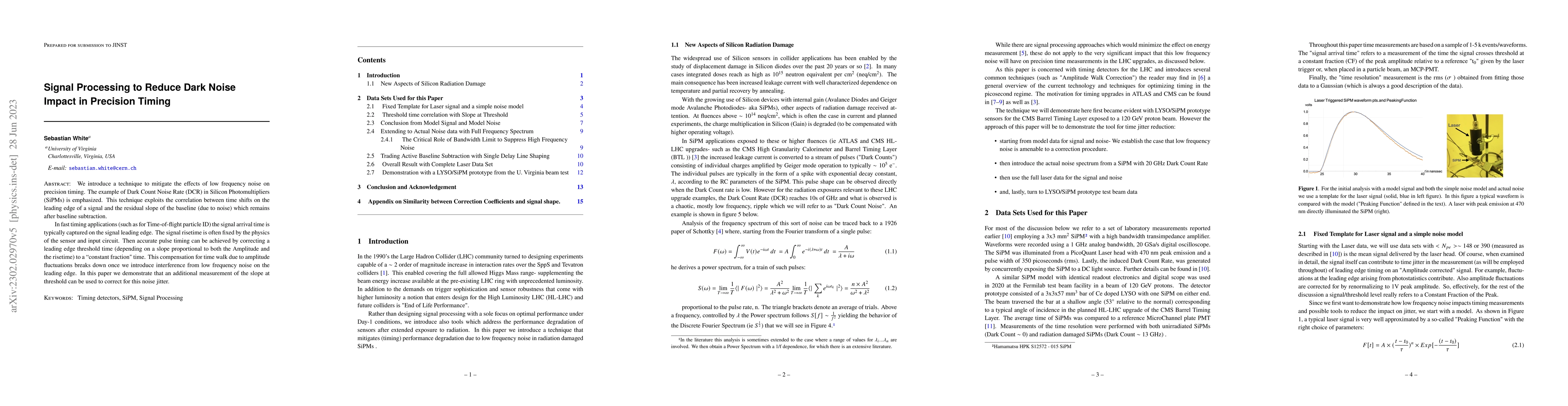 Thumbnail for Signal Processing to Reduce Dark Noise Impact in Precision Timing
