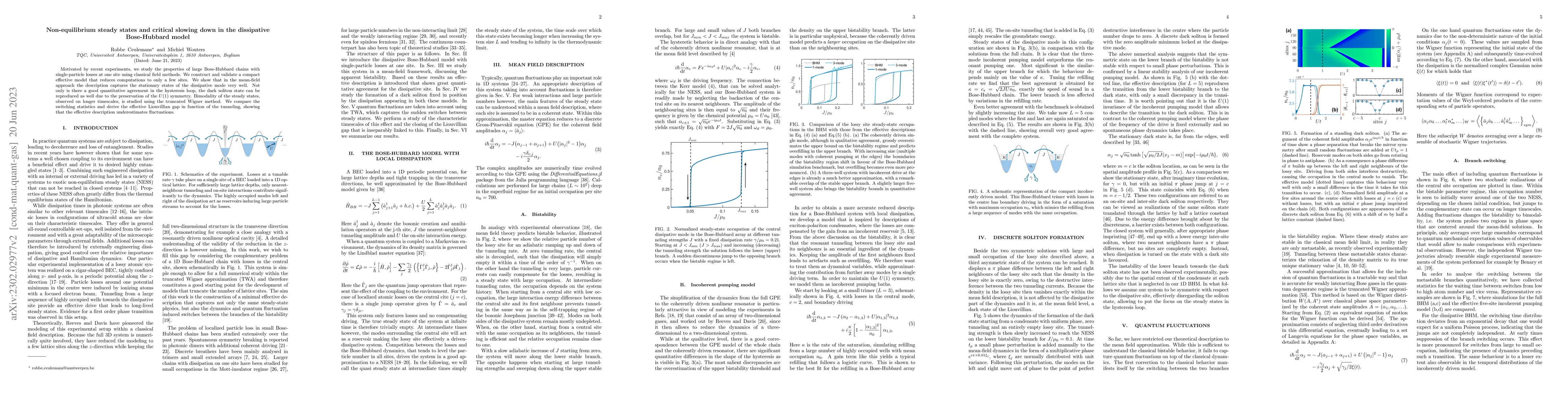 Thumbnail for Non-equilibrium steady states and critical slowing down in the
  dissipative Bose-Hubbard model