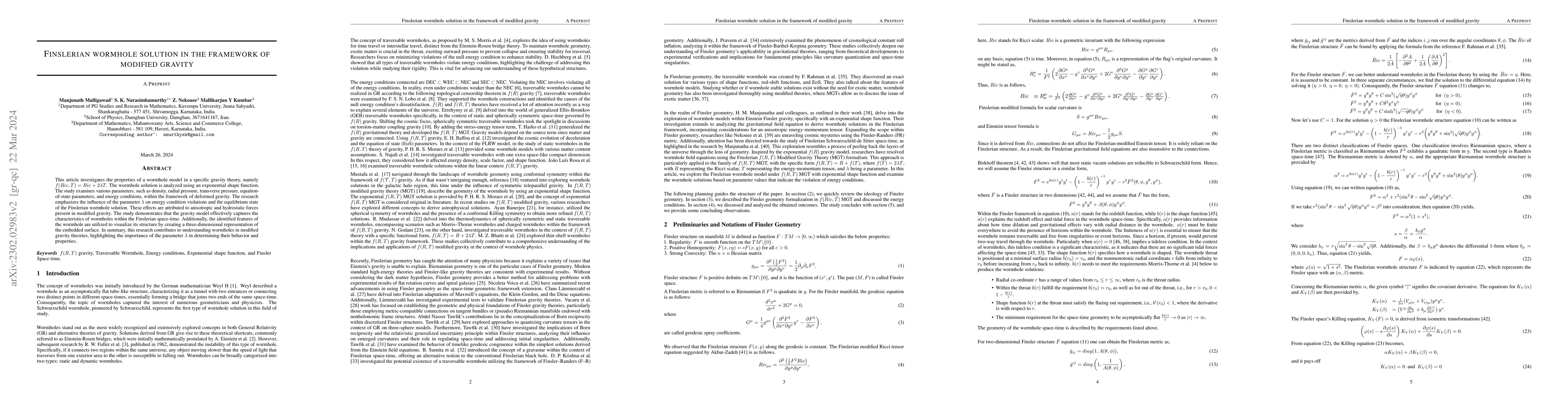 Thumbnail for Finslerian wormhole solution in the framework of modified gravity