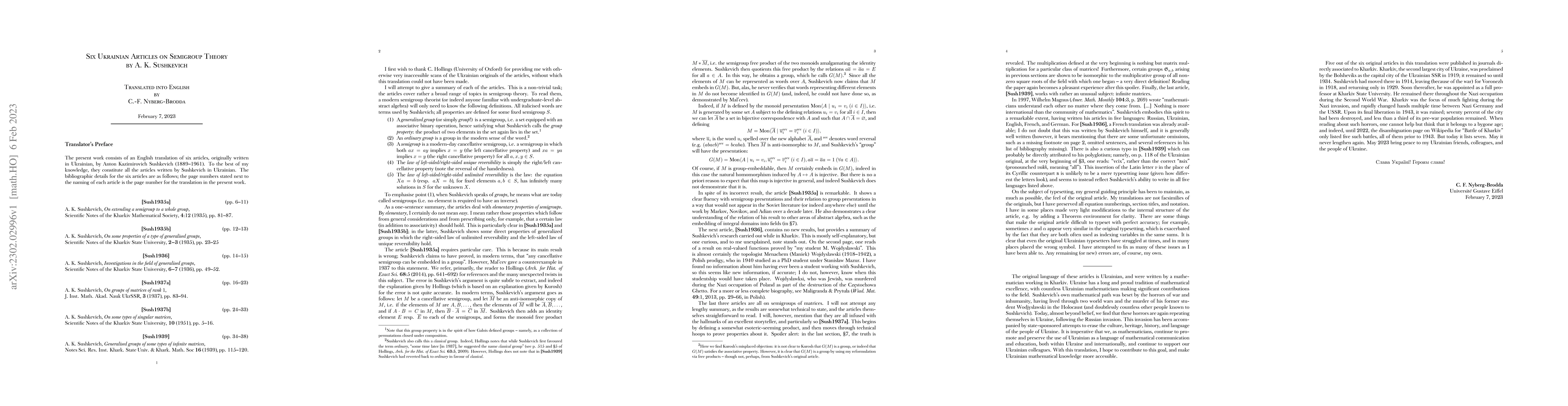 Thumbnail for Six Ukrainian articles on semigroup theory by A. K. Sushkevich