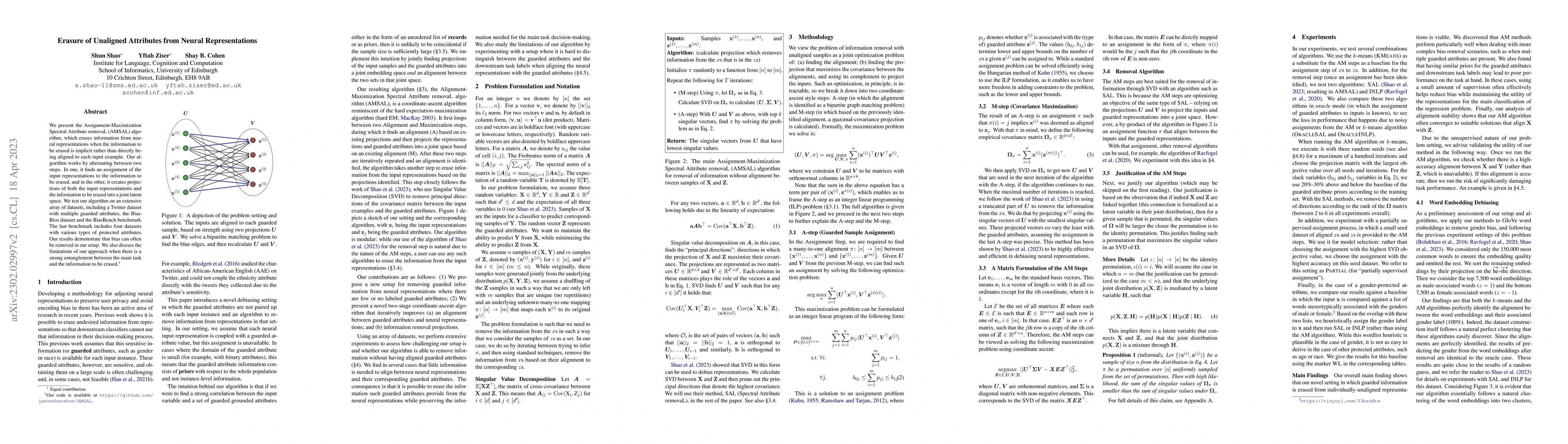 Thumbnail for Erasure of Unaligned Attributes from Neural Representations