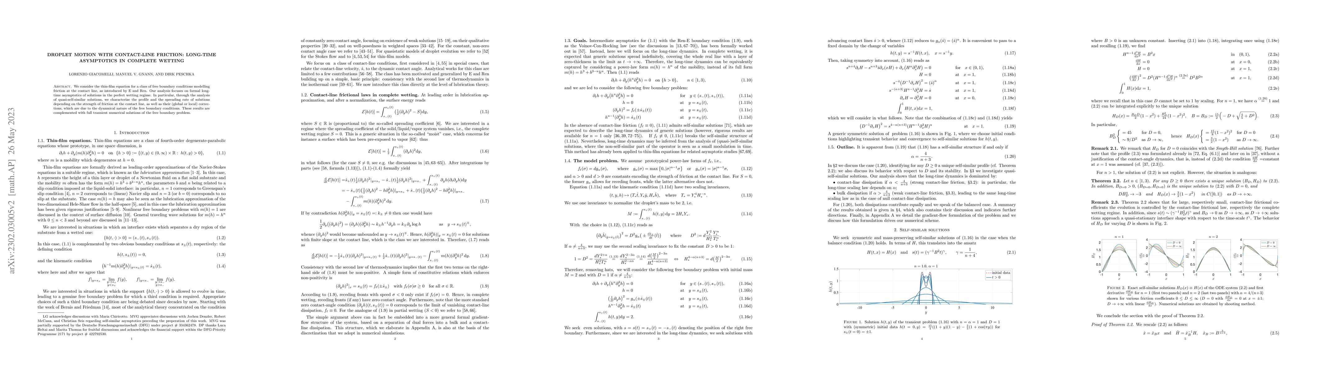 Thumbnail for Droplet motion with contact-line friction: long-time asymptotics in
  complete wetting