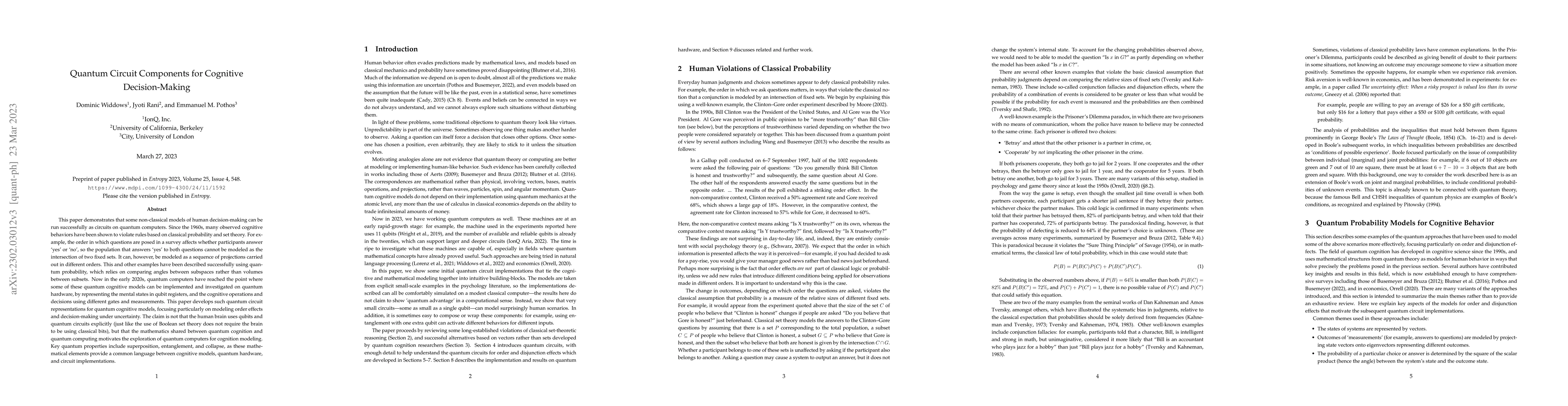Thumbnail for Quantum Circuit Components for Cognitive Decision-Making