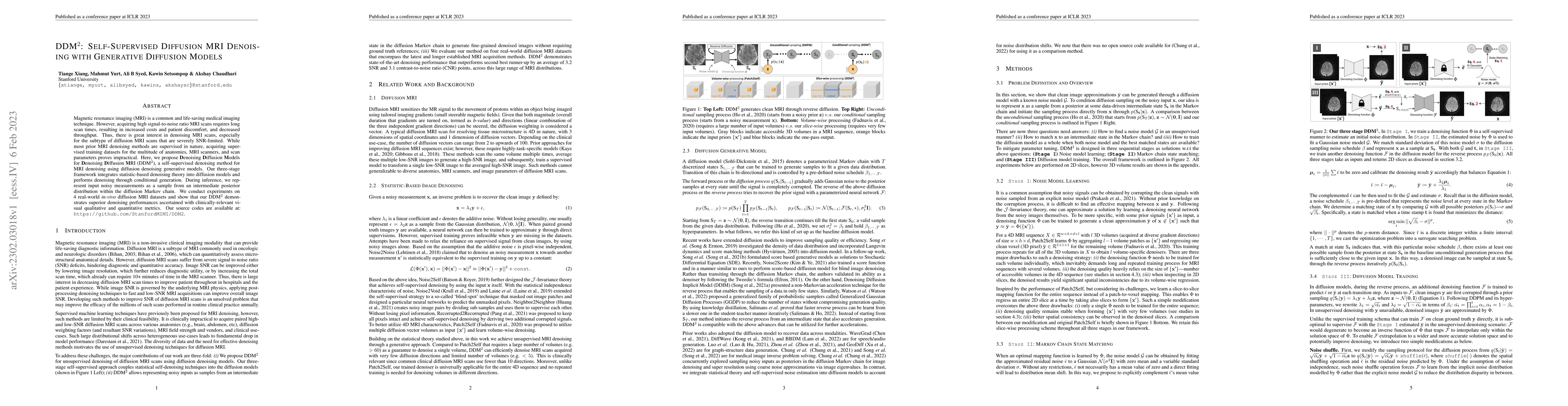Thumbnail for DDM$^2$: Self-Supervised Diffusion MRI Denoising with Generative
  Diffusion Models