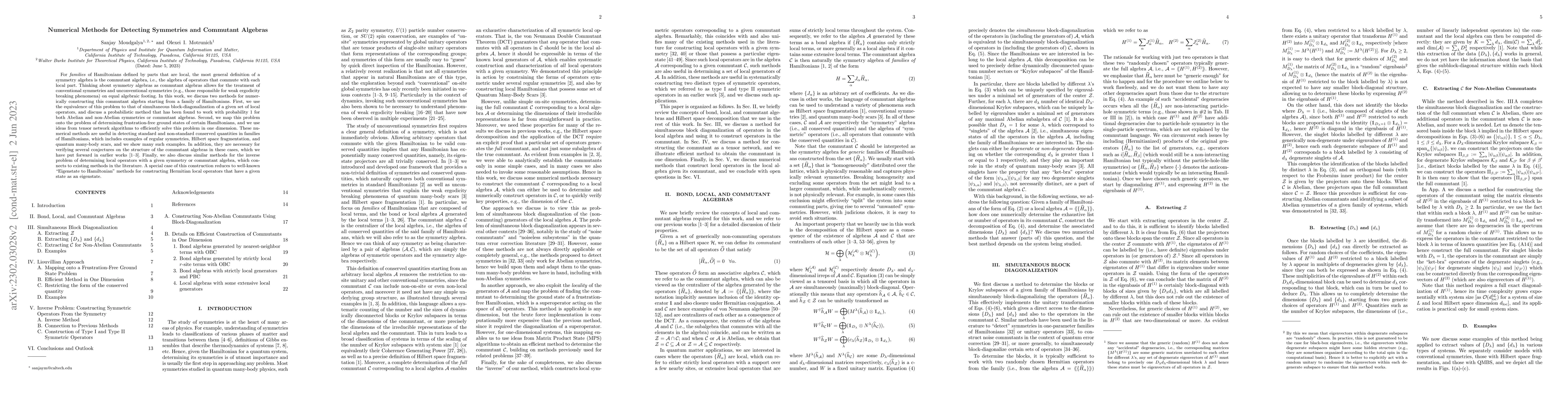 Thumbnail for Numerical Methods for Detecting Symmetries and Commutant Algebras
