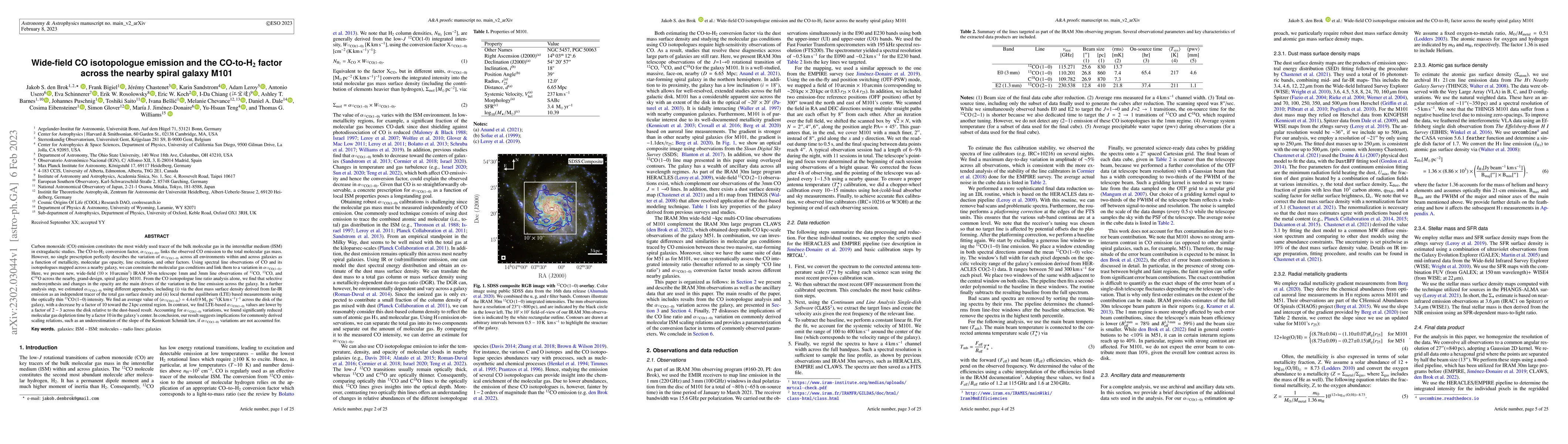Thumbnail for Wide-field CO isotopologue emission and the CO-to-H$_2$ factor across
  the nearby spiral galaxy M101