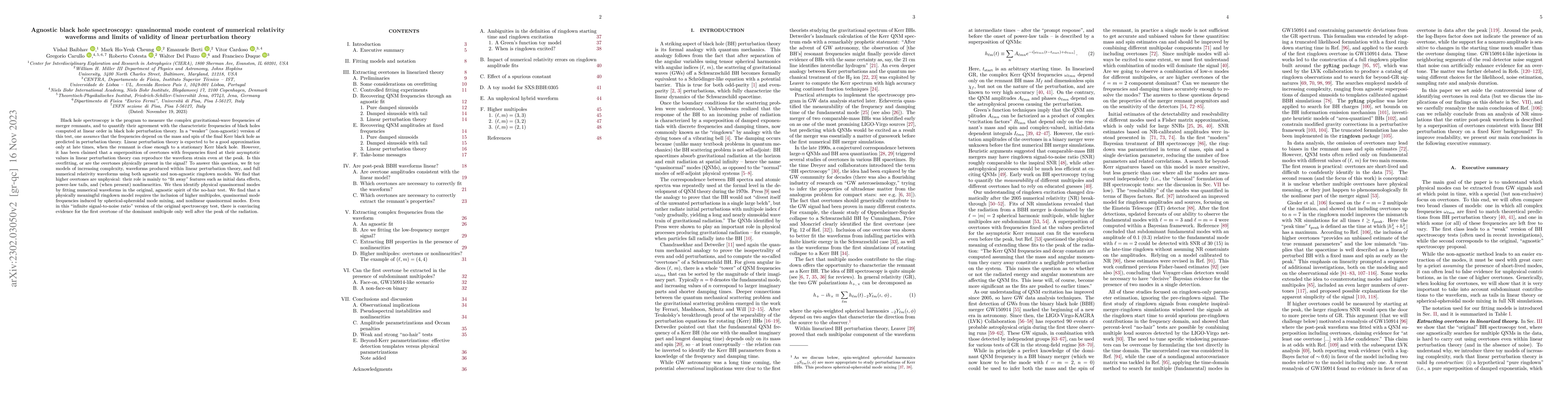 Thumbnail for Agnostic black hole spectroscopy: Quasinormal mode content of numerical
  relativity waveforms and limits of validity of linear perturbation theory