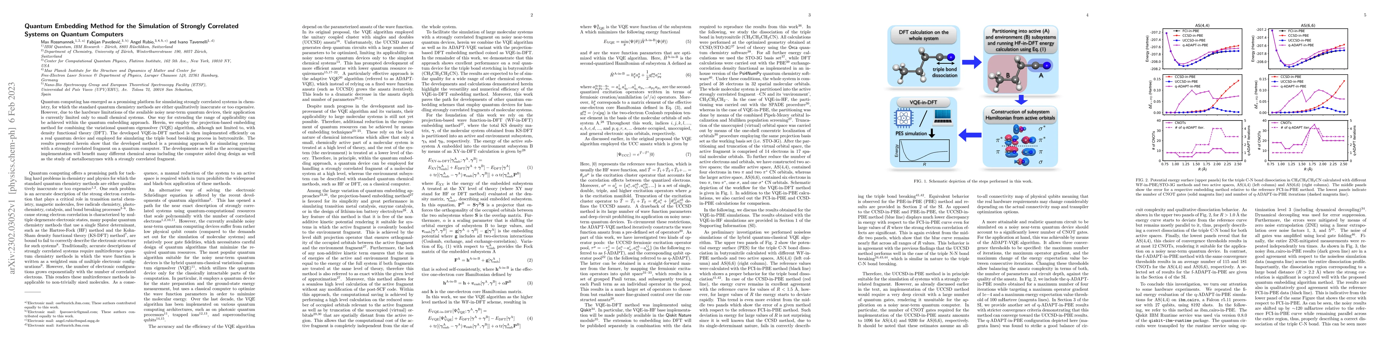 Thumbnail for Quantum Embedding Method for the Simulation of Strongly Correlated
  Systems on Quantum Computers