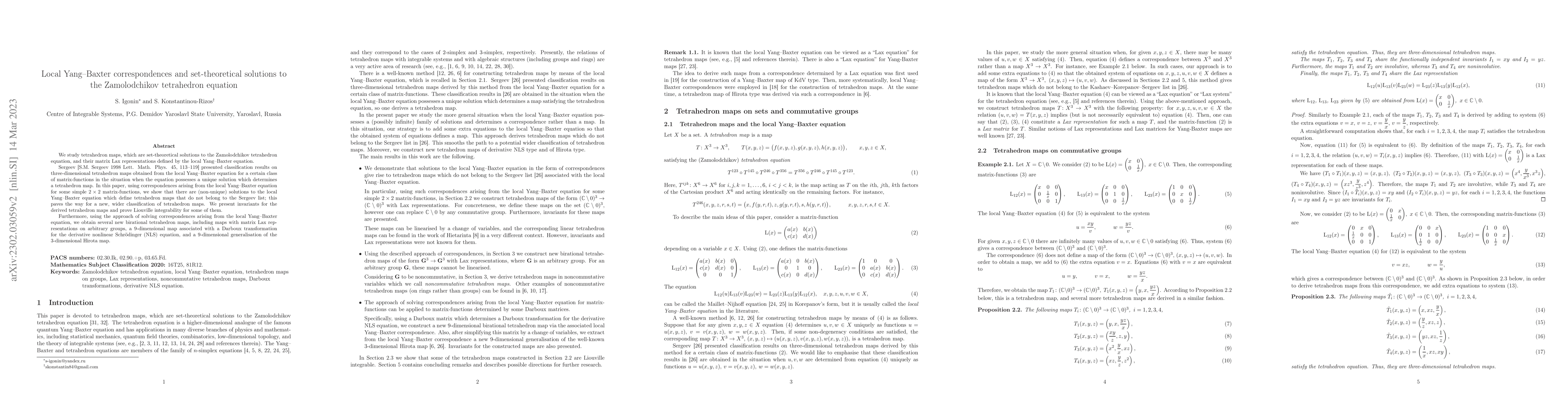 Thumbnail for Local Yang--Baxter correspondences and set-theoretical solutions to the
  Zamolodchikov tetrahedron equation