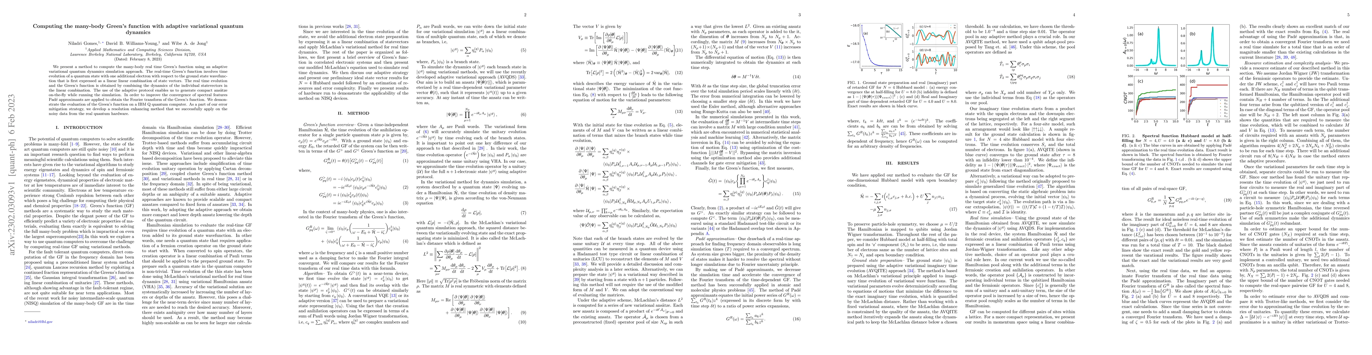 Thumbnail for Computing the many-body Green's function with adaptive variational
  quantum dynamics