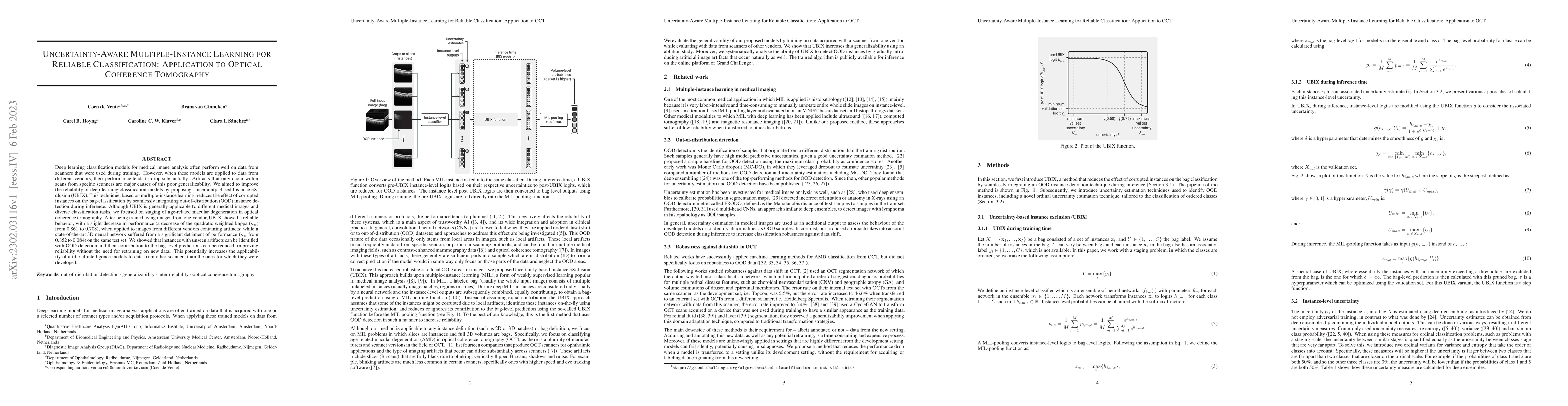 Thumbnail for Uncertainty-Aware Multiple-Instance Learning for Reliable
  Classification: Application to Optical Coherence Tomography