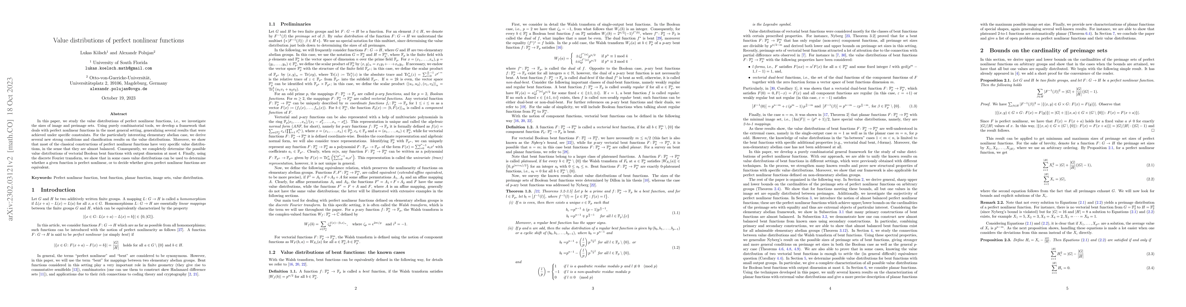 Thumbnail for Value Distributions of Perfect Nonlinear Functions