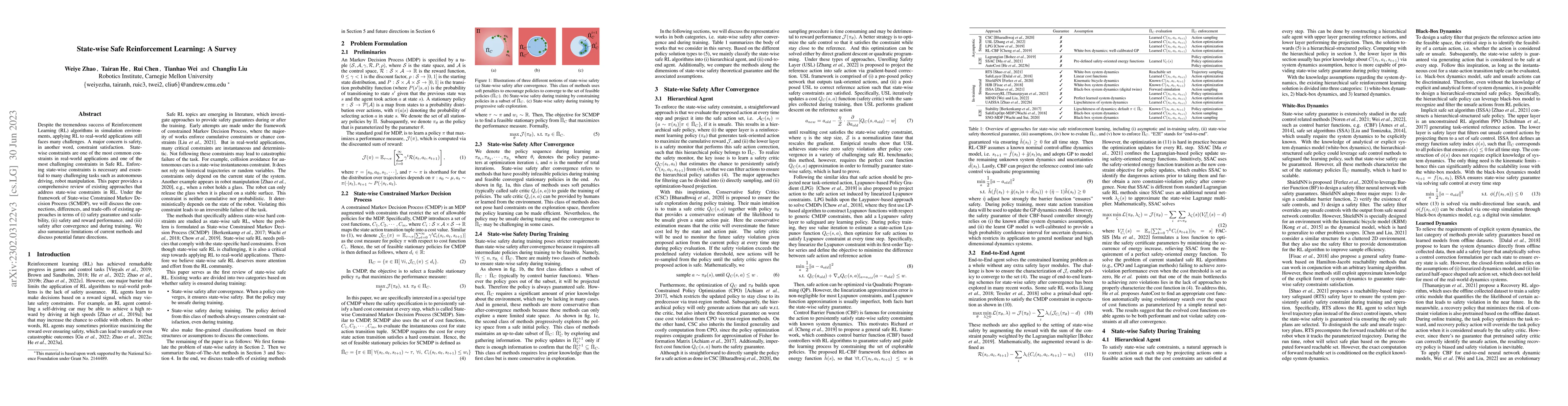 Thumbnail for State-wise Safe Reinforcement Learning: A Survey