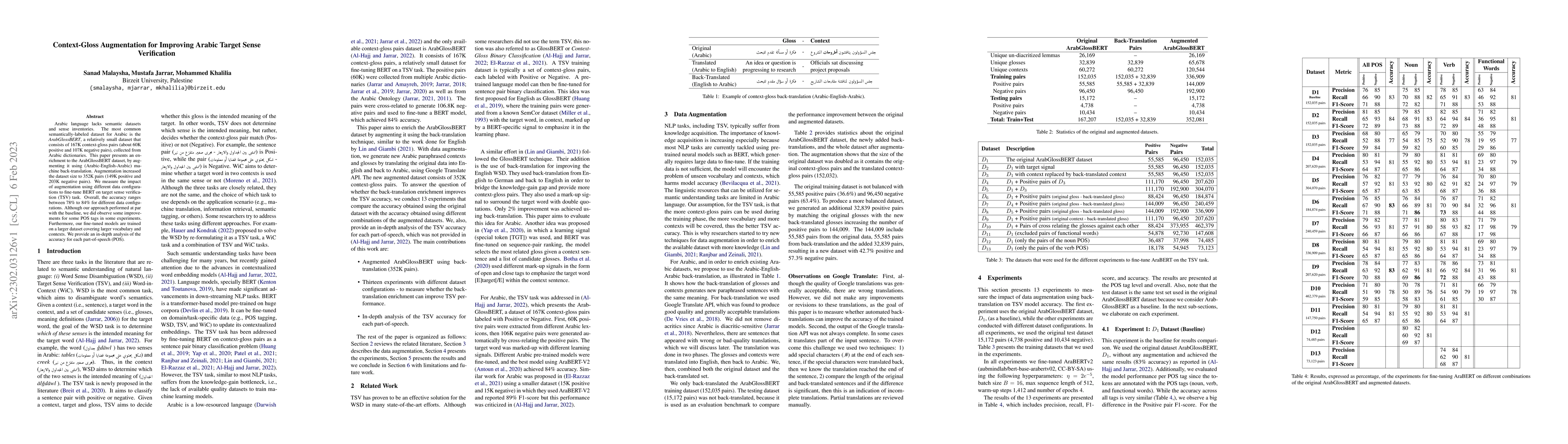 Thumbnail for Context-Gloss Augmentation for Improving Arabic Target Sense
  Verification