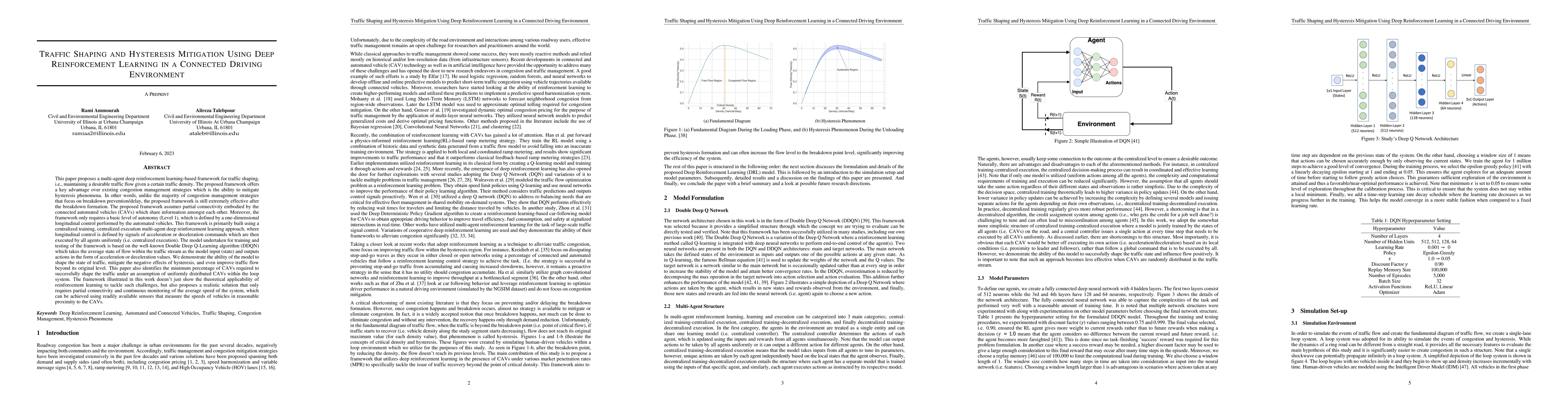 Thumbnail for Traffic Shaping and Hysteresis Mitigation Using Deep Reinforcement
  Learning in a Connected Driving Environment