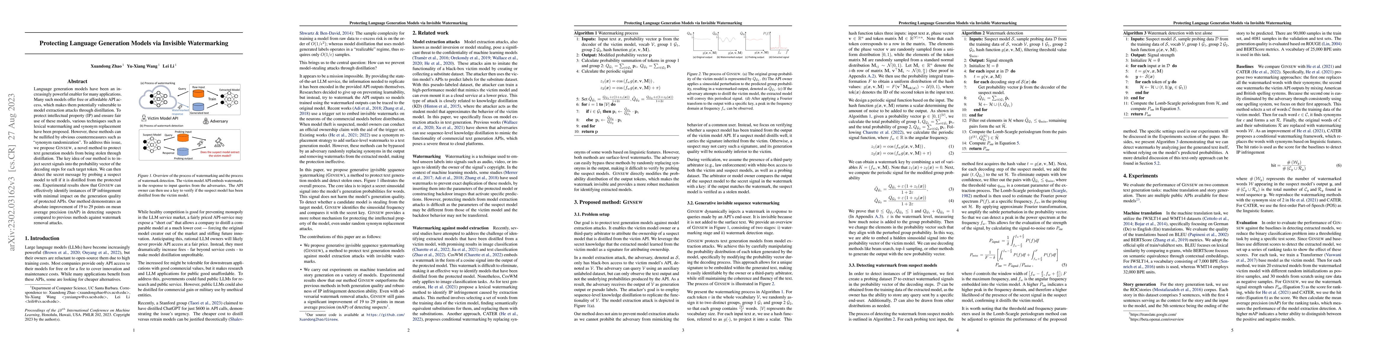 Thumbnail for Protecting Language Generation Models via Invisible Watermarking