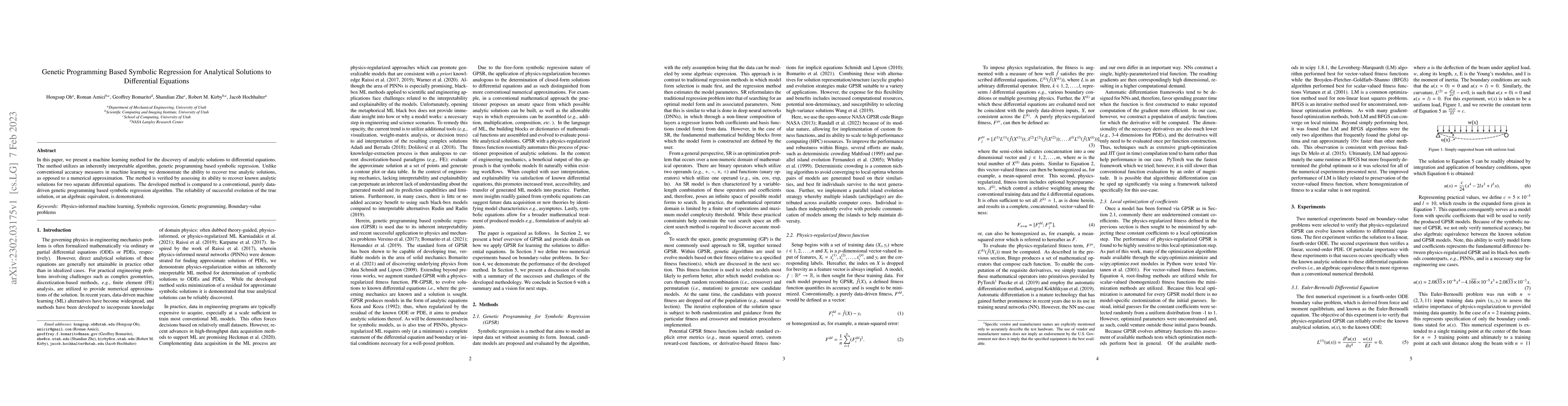 Thumbnail for Genetic Programming Based Symbolic Regression for Analytical Solutions
  to Differential Equations