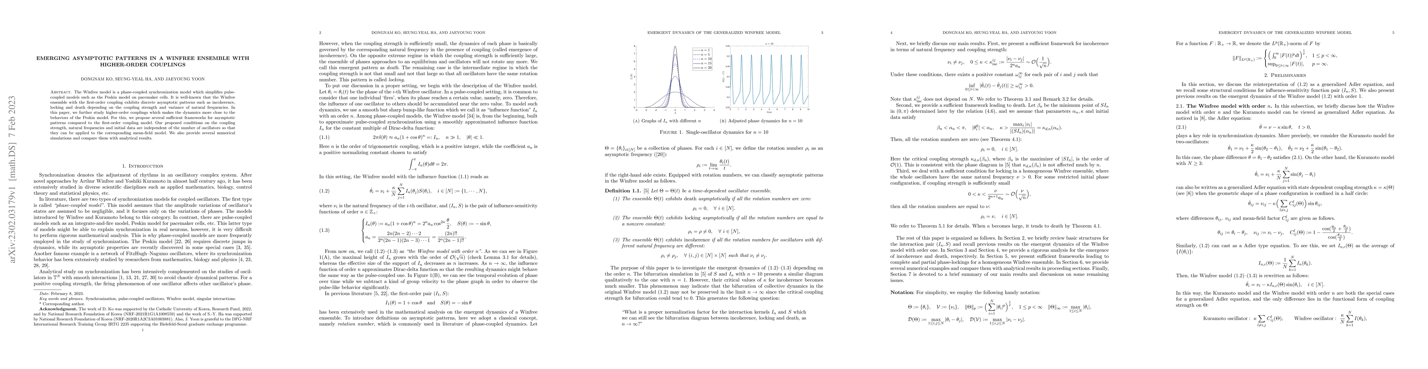 Thumbnail for Emergent dynamics of the generalized Winfree model]{Emerging asymptotic
  patterns in a Winfree ensemble with higher-order couplings