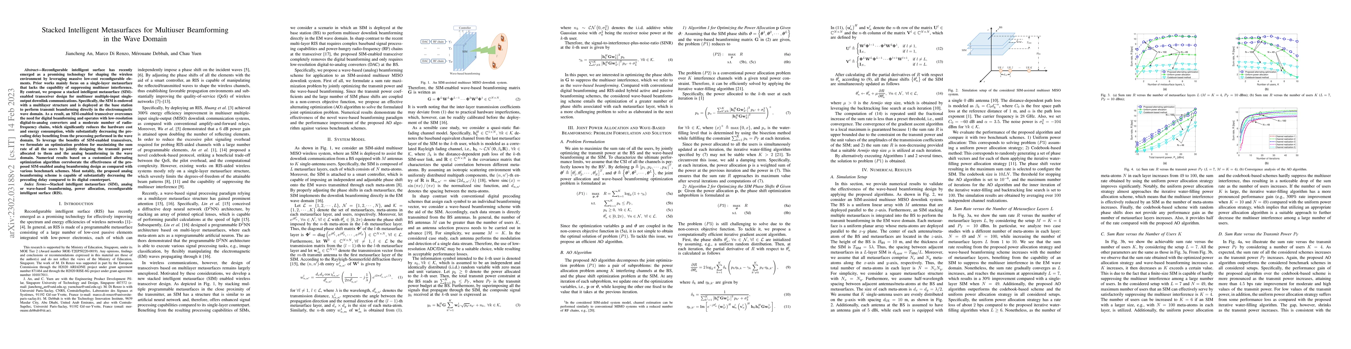 Thumbnail for Stacked Intelligent Metasurfaces for Multiuser Beamforming in the Wave
  Domain
