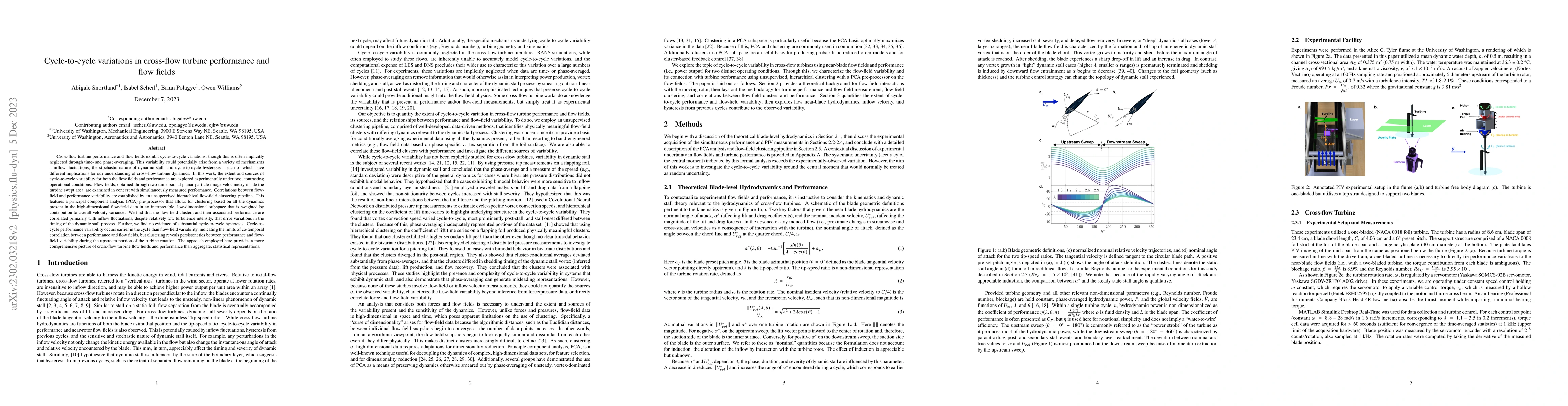 Thumbnail for Cycle-to-cycle variations in cross-flow turbine performance and flow
  fields
