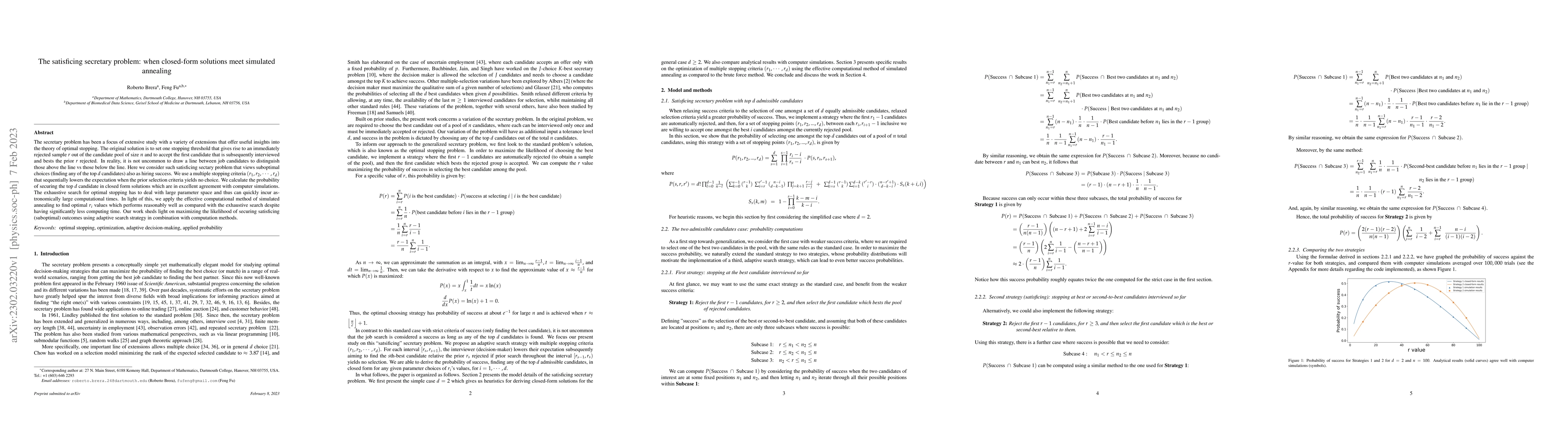 Thumbnail for The satisficing secretary problem: when closed-form solutions meet
  simulated annealing