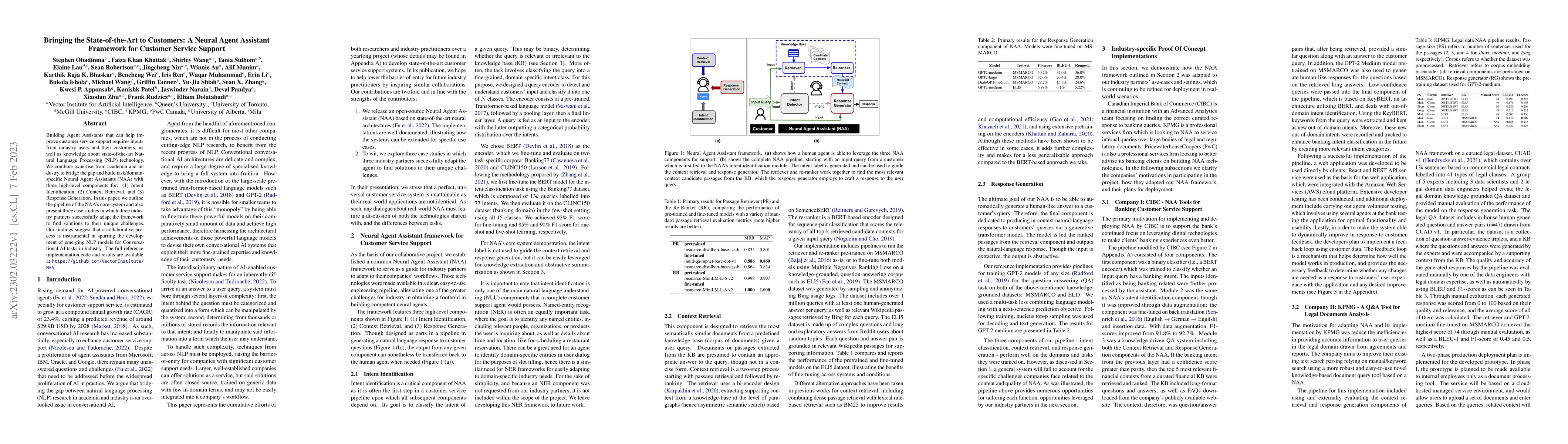 Thumbnail for Bringing the State-of-the-Art to Customers: A Neural Agent Assistant
  Framework for Customer Service Support