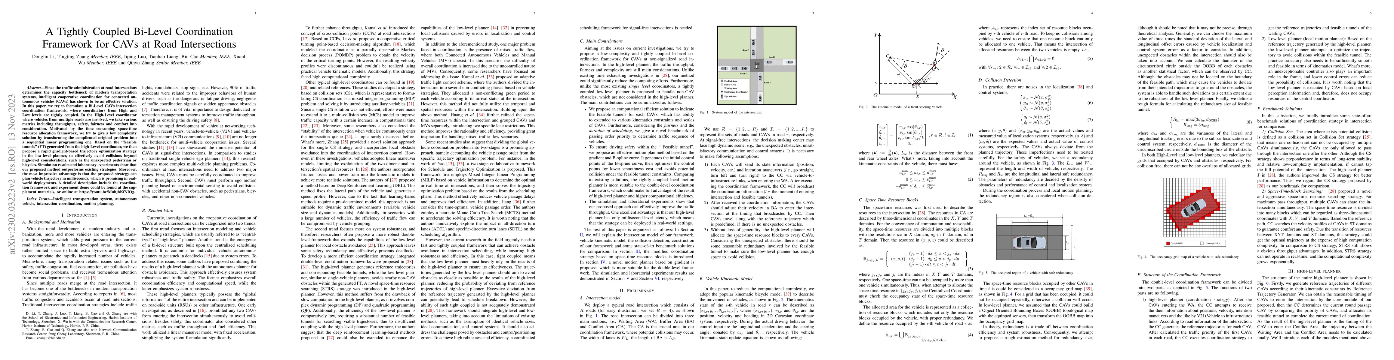Thumbnail for A Tightly Coupled Bi-Level Coordination Framework for CAVs at Road
  Intersections