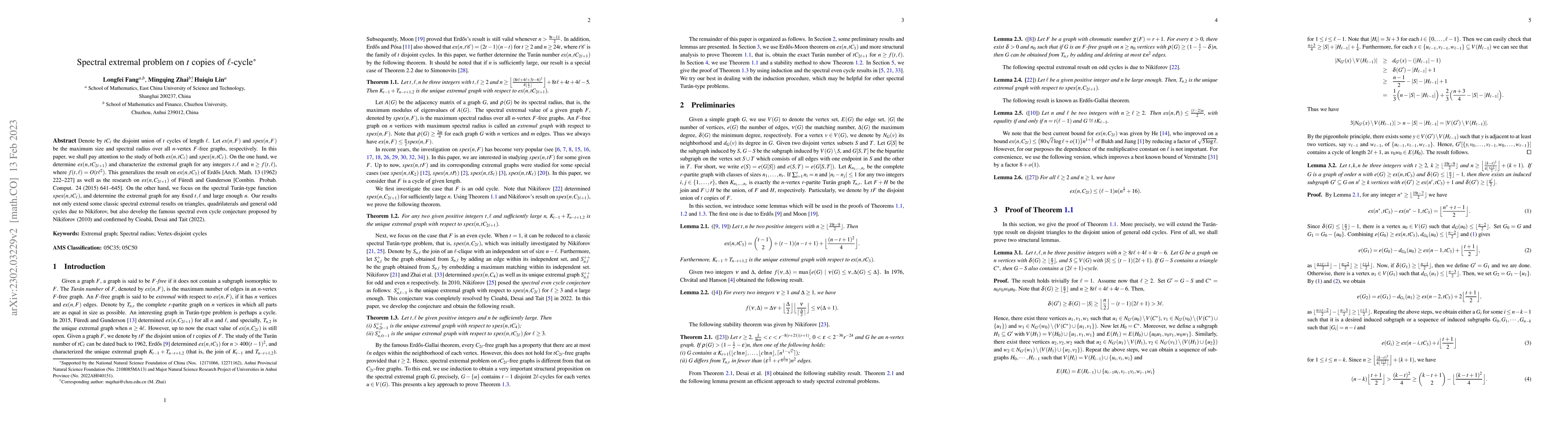 Thumbnail for Spectral extremal problem on $t$ copies of $\ell$-cycle