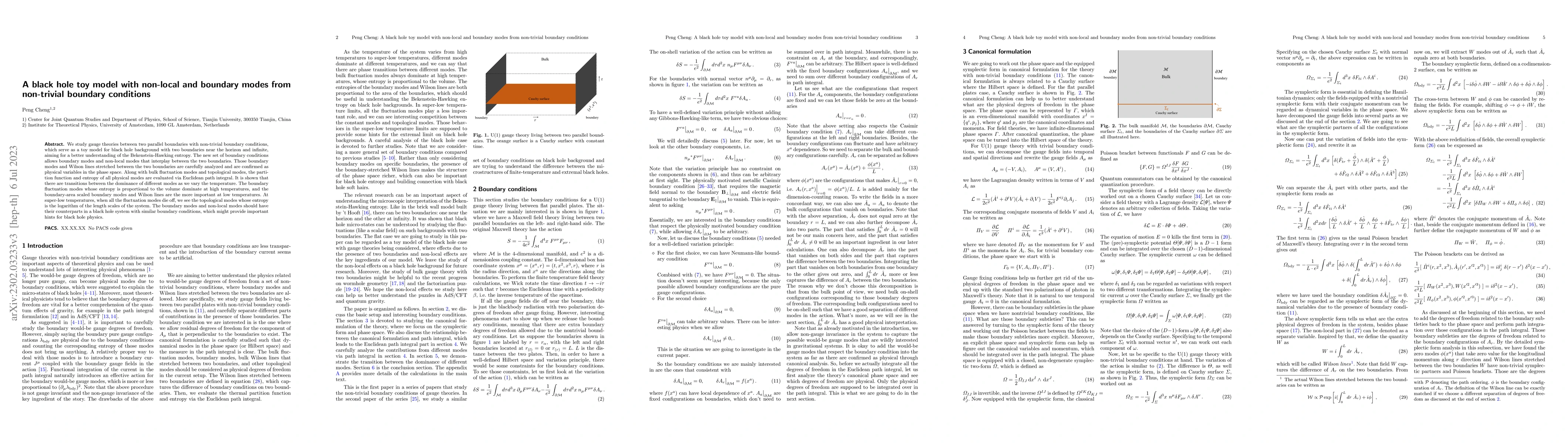 Thumbnail for A black hole toy model with non-local and boundary modes from
  non-trivial boundary conditions