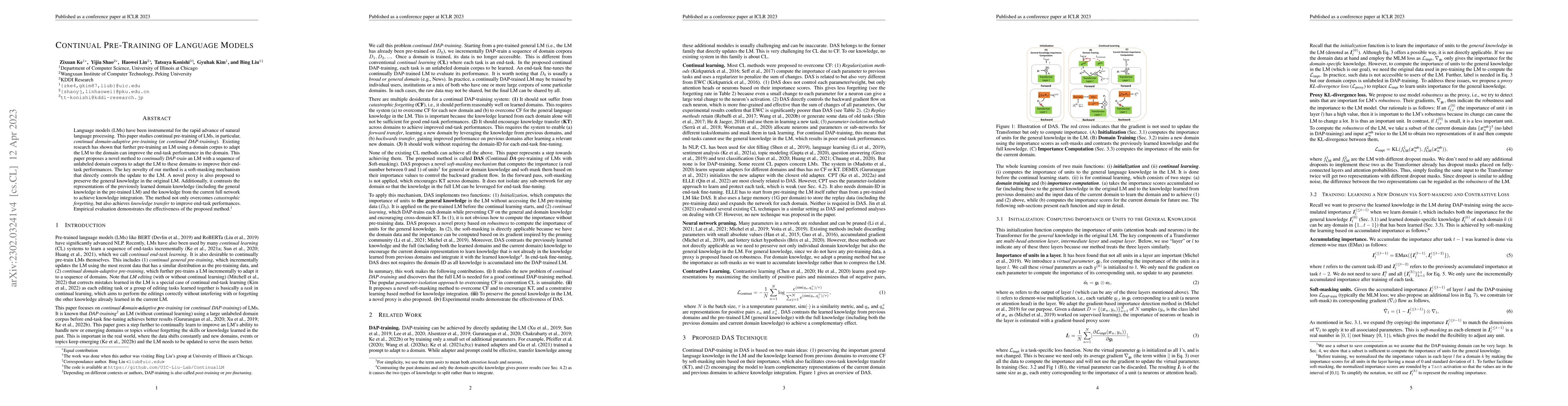 Thumbnail for Continual Pre-training of Language Models