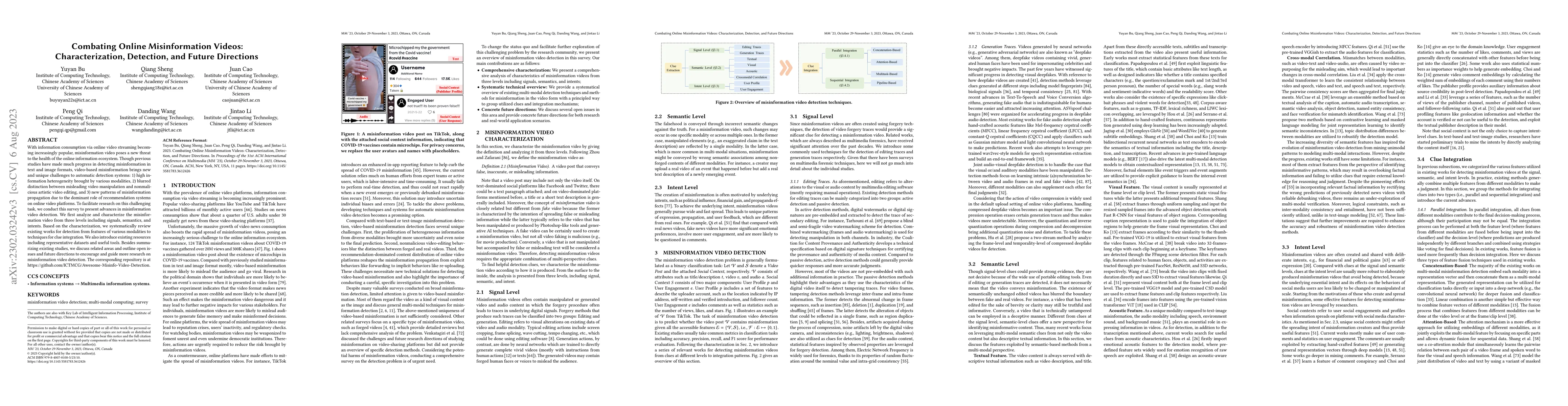 Thumbnail for Combating Online Misinformation Videos: Characterization, Detection, and
  Future Directions
