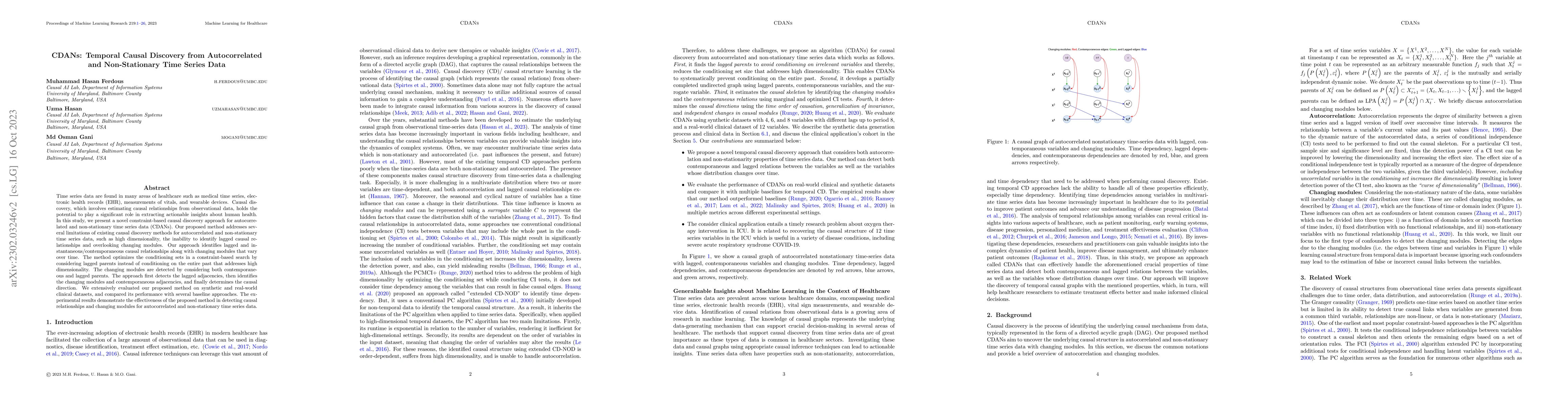 Thumbnail for CDANs: Temporal Causal Discovery from Autocorrelated and Non-Stationary
  Time Series Data