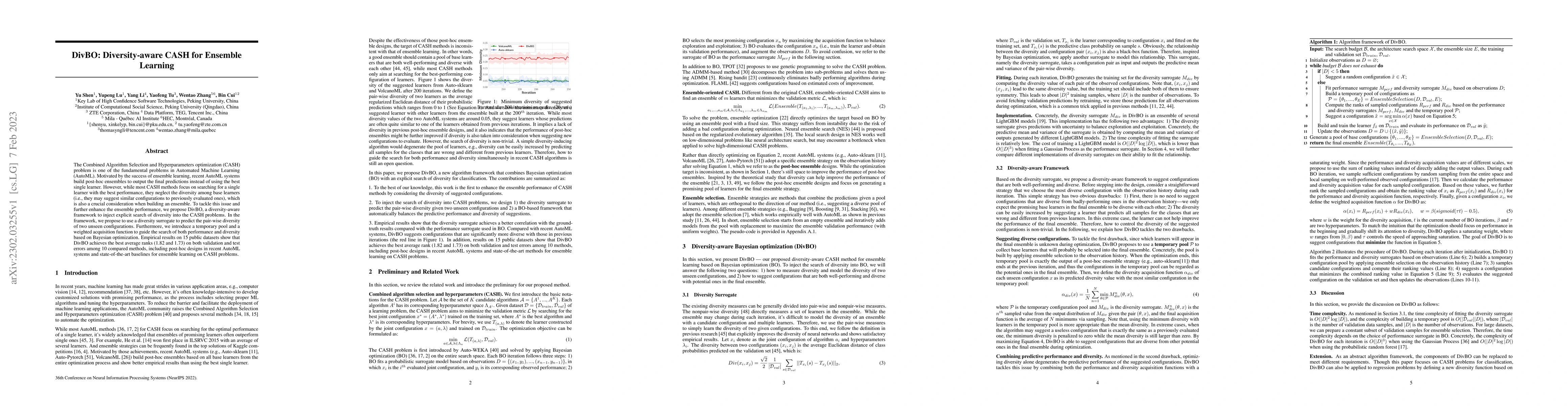 Thumbnail for DivBO: Diversity-aware CASH for Ensemble Learning