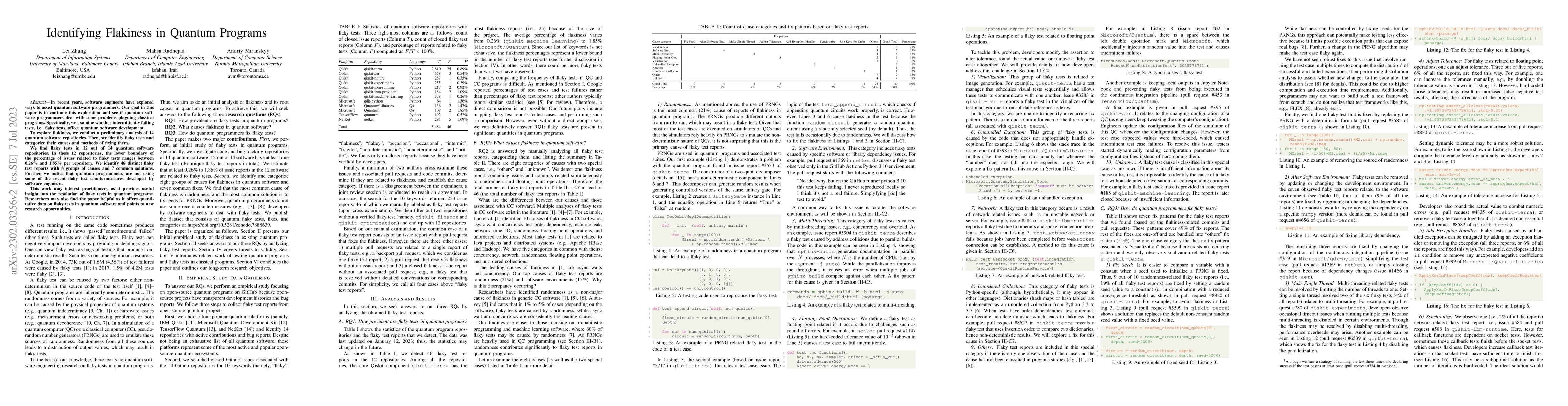 Thumbnail for Identifying Flakiness in Quantum Programs