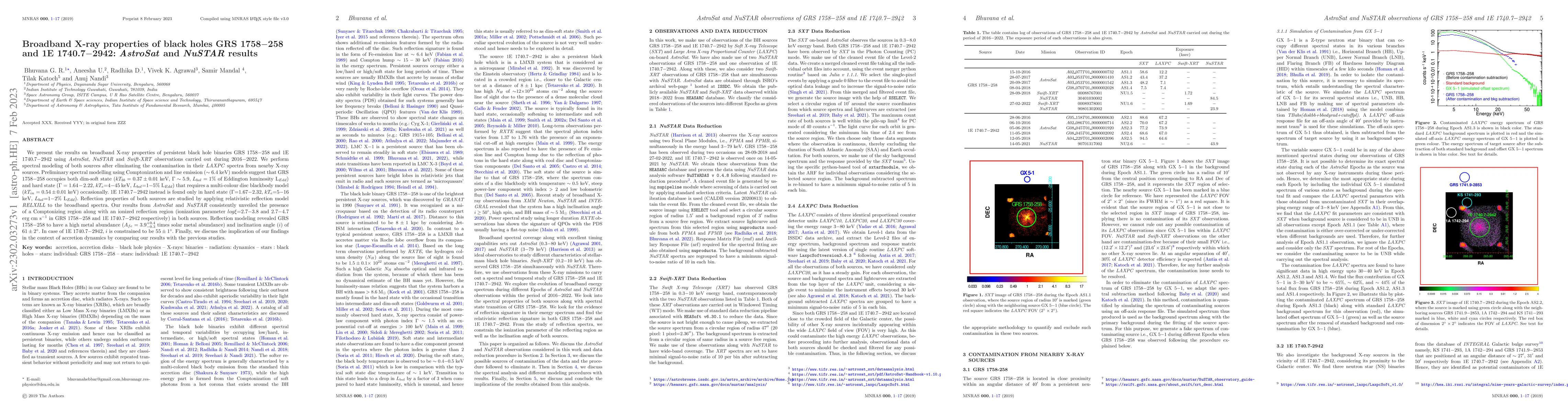 Thumbnail for Broadband X-ray properties of black holes GRS 1758-258 and 1E
  1740.7-2942: AstroSat and NuSTAR results