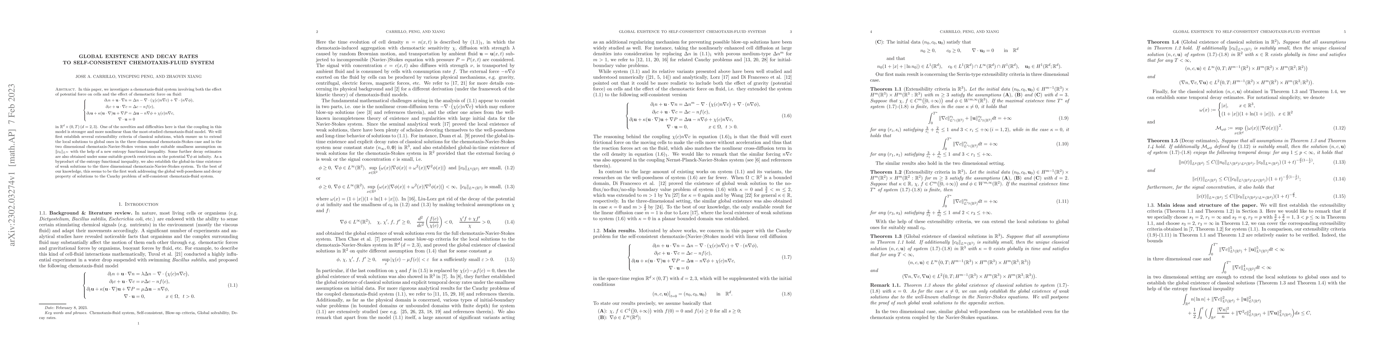 Thumbnail for Global existence and decay rates to self-consistent chemotaxis-fluid
  system