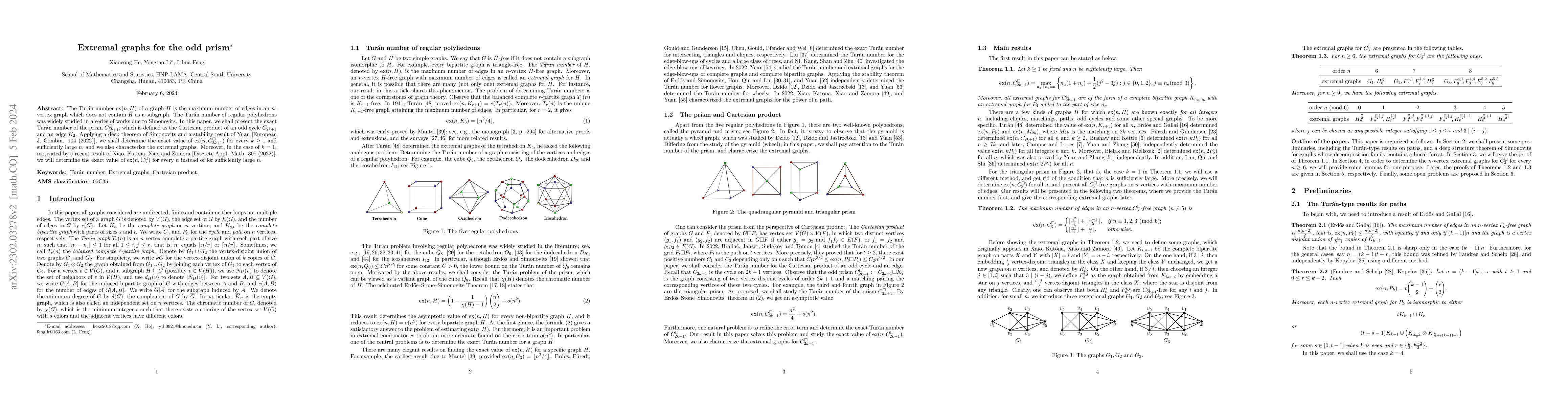 Thumbnail for Extremal graphs for the odd prism
