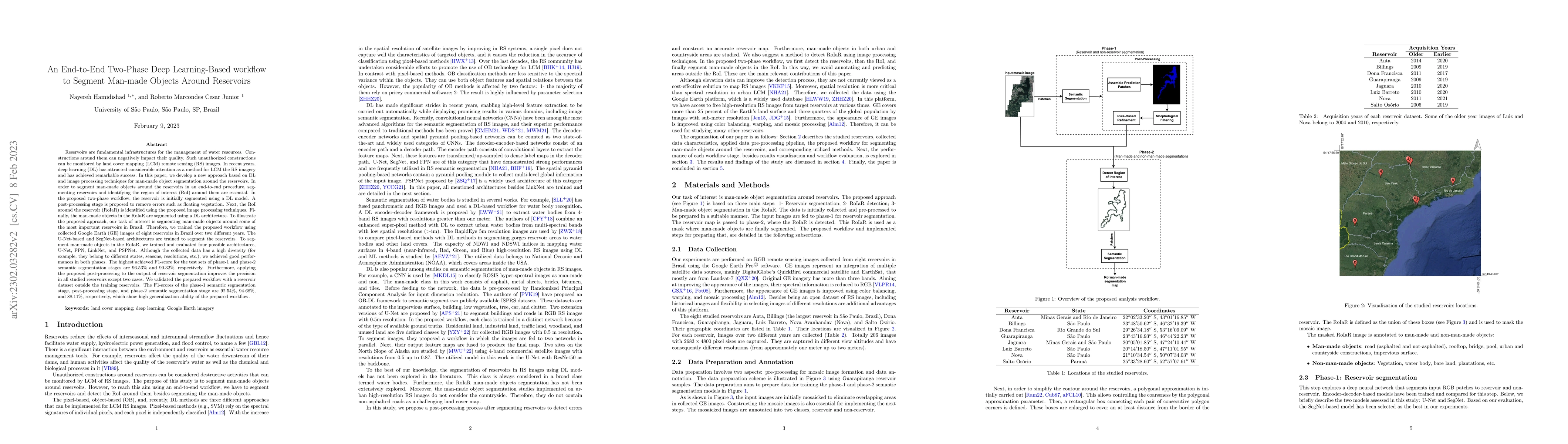 Thumbnail for An End-to-End Two-Phase Deep Learning-Based workflow to Segment Man-made
  Objects Around Reservoirs