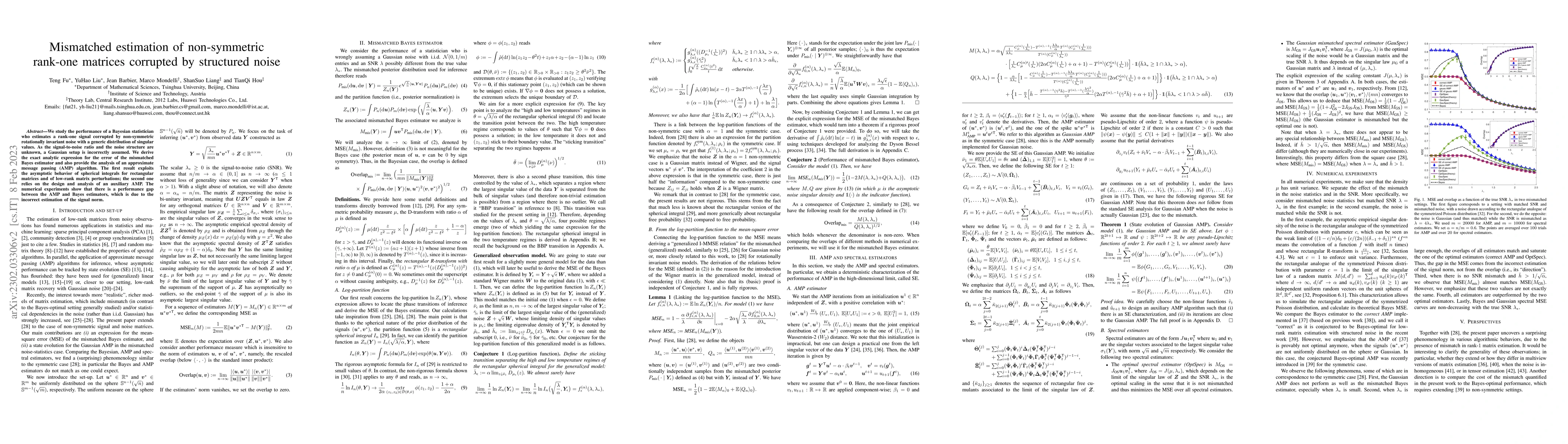 Thumbnail for Mismatched estimation of non-symmetric rank-one matrices corrupted by
  structured noise